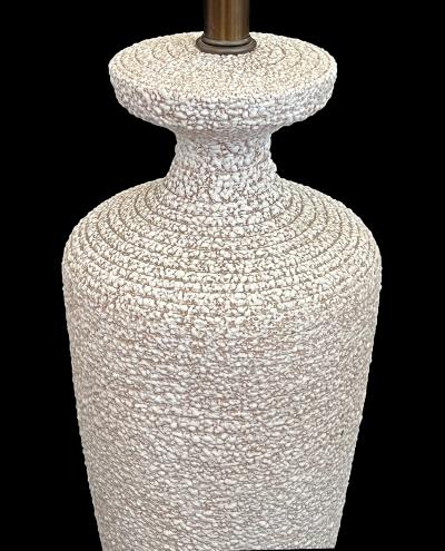 Pair 1960s Urn form Textured Pottery Lamps