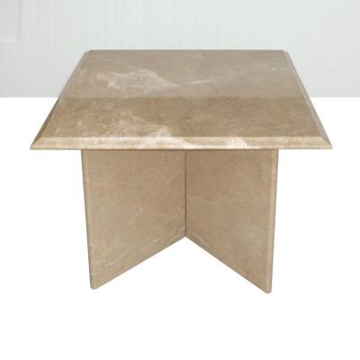 Pair 1970s Italian Travertine Pedestal Side Tables