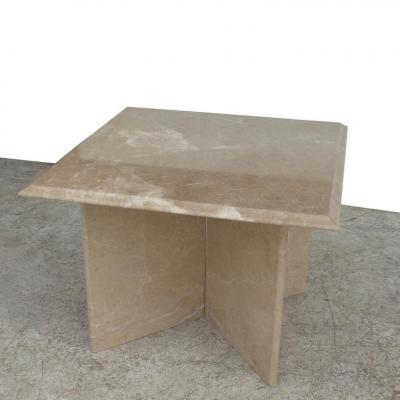 Pair 1970s Italian Travertine Pedestal Side Tables