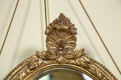 Pair 19th C Mirror Oval Sconces Giltwood Design With Two Candle On Each Mirror