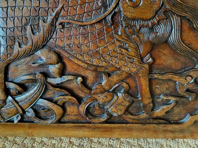 Pair 19th Century Chinese Carved Hardwood Plaques