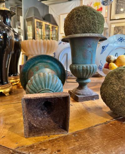 Pair 19th Century French Cast Iron Urns