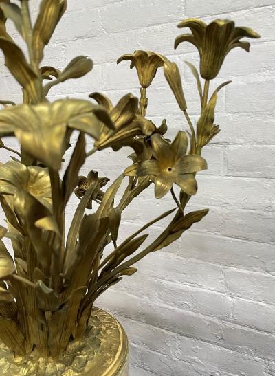 Pair 19th Century French Dore Bronze and Marble Candelabras