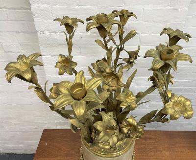Pair 19th Century French Dore Bronze and Marble Candelabras