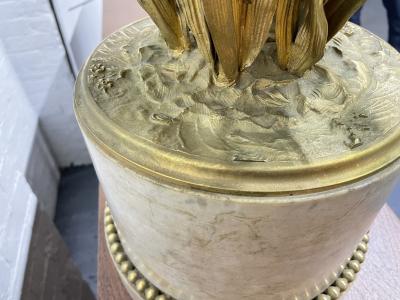 Pair 19th Century French Dore Bronze and Marble Candelabras