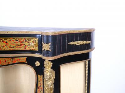 Pair 19th Century French Napoleon III Boulle Marquetry Ebonized Side Cabinets