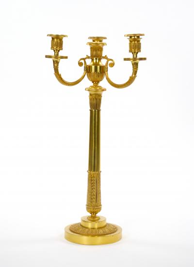 Pair 19th Century Italian Gilt Bronze Four Light Candelabra Engraved Details