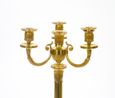 Pair 19th Century Italian Gilt Bronze Four Light Candelabra Engraved Details