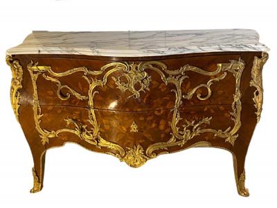 Pair 19th Century King and Queen Compatible Marble Top Commodes or Chest