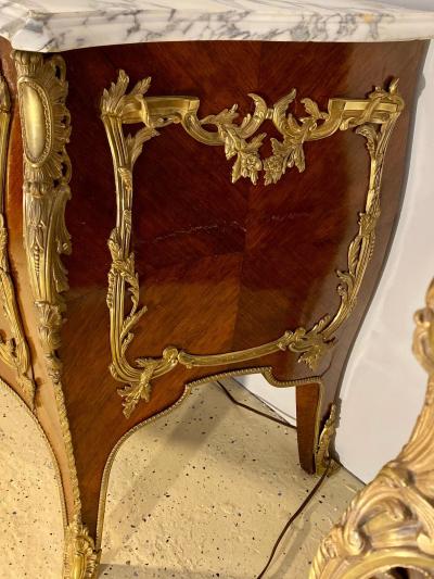 Pair 19th Century King and Queen Compatible Marble Top Commodes or Chest