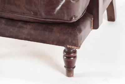 Pair 19th Century Napolean III Tufted Leather Armchairs