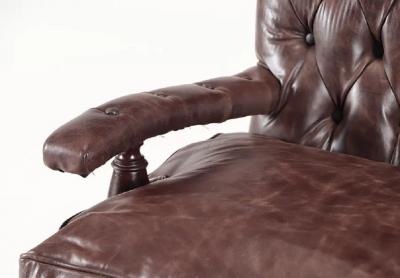 Pair 19th Century Napolean III Tufted Leather Armchairs