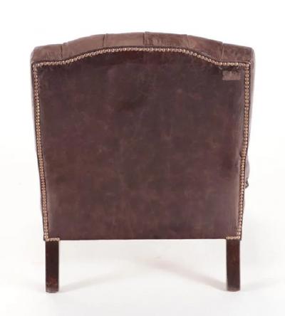 Pair 19th Century Napolean III Tufted Leather Armchairs