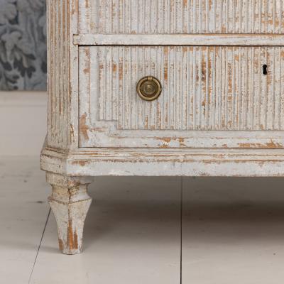 Pair 19th c Swedish Gustavian Painted Bedside Commodes with Reeded Drawers
