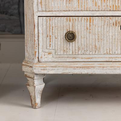 Pair 19th c Swedish Gustavian Painted Bedside Commodes with Reeded Drawers
