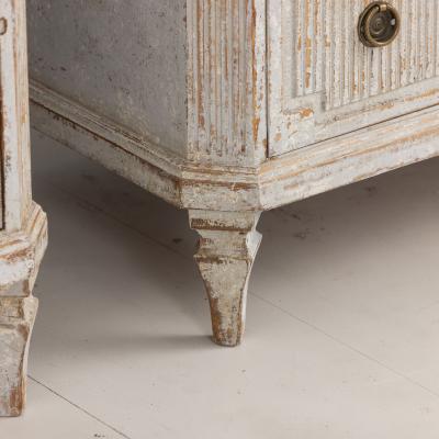 Pair 19th c Swedish Gustavian Painted Bedside Commodes with Reeded Drawers