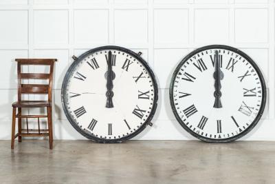 Pair 19thC English Bronze Clock Tower Faces 1880