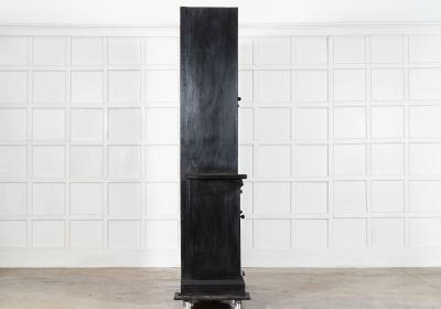 Pair 19thC English Ebonised Pine Glazed Housekeepers Cupboards