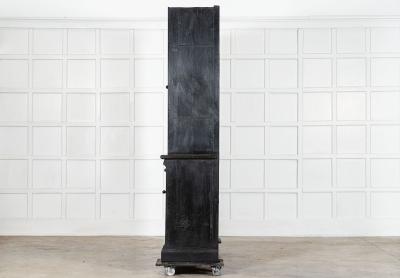 Pair 19thC English Ebonised Pine Glazed Housekeepers Cupboards