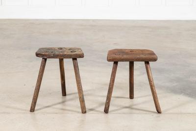 Pair 19thC English Elm Cutler Stools