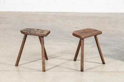 Pair 19thC English Elm Cutler Stools