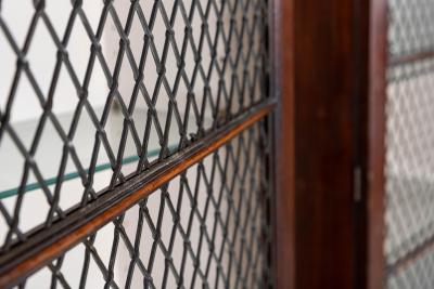 Pair 19thC English Mahogany Glazed Cabinets