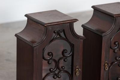 Pair 19thC English Mahogany Glazed Cabinets