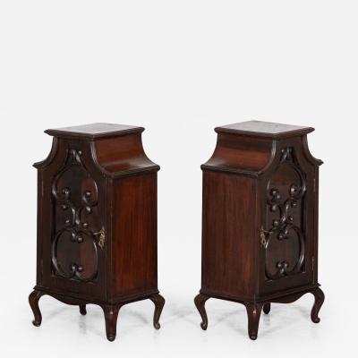 Pair 19thC English Mahogany Glazed Cabinets