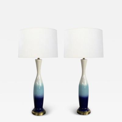 Pair 60s Italian Glazed Bottle form Ceramic Lamps