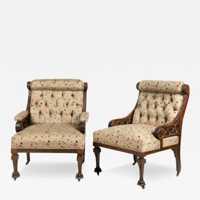 Pair Aesthetic Movement Club or Parlor Chairs