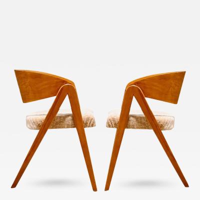 Pair Alan Gould Compass Dining Side Chairs 1950
