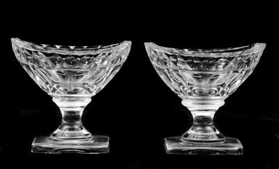 Pair American Cut Glass Open Salts Circa 1800