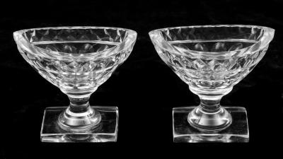 Pair American Cut Glass Open Salts Circa 1800