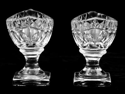 Pair American Cut Glass Open Salts Circa 1800