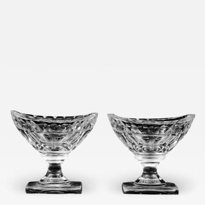 Pair American Cut Glass Open Salts Circa 1800