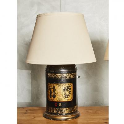 Pair Antique Chinese Tea Tins into Lamps