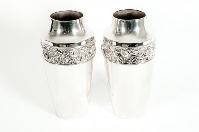 Pair Antique English Silver Plated Vases