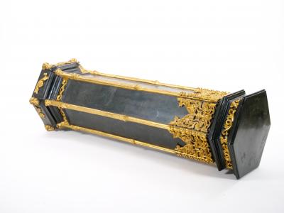 Pair Antique French Napoleon III Marble Ebonized Gilt Wooden Pedestals