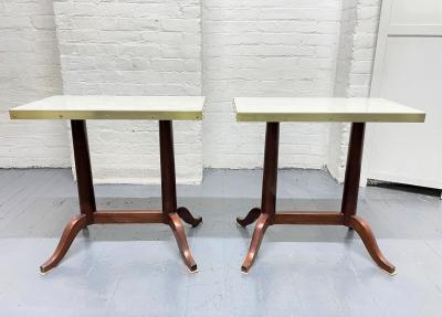 Pair Antique Mahogany and Marble Top Side Tables