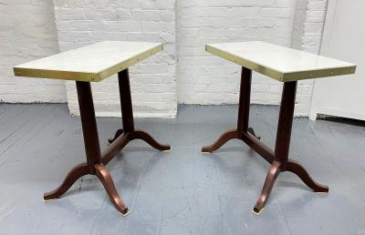Pair Antique Mahogany and Marble Top Side Tables