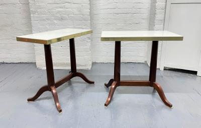 Pair Antique Mahogany and Marble Top Side Tables