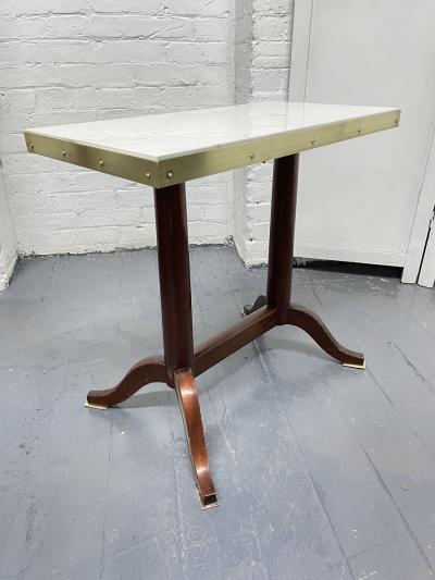 Pair Antique Mahogany and Marble Top Side Tables