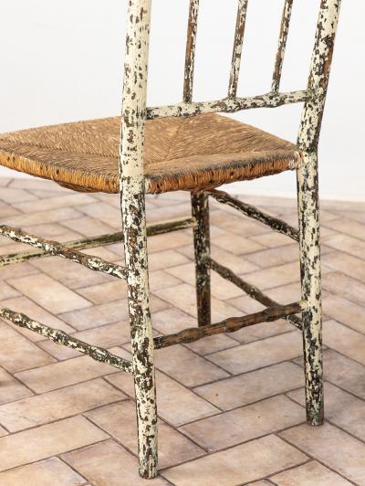 Pair Antique Rush Seat Dining Chairs England 1920s