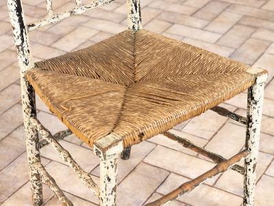 Pair Antique Rush Seat Dining Chairs England 1920s