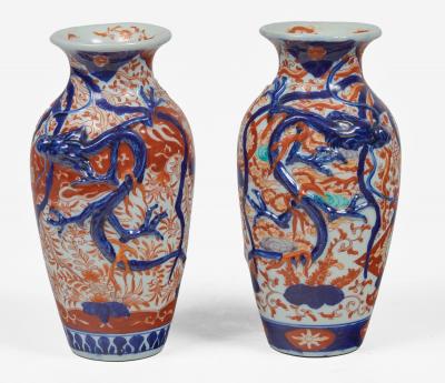 Pair Antique Small Imari Vases