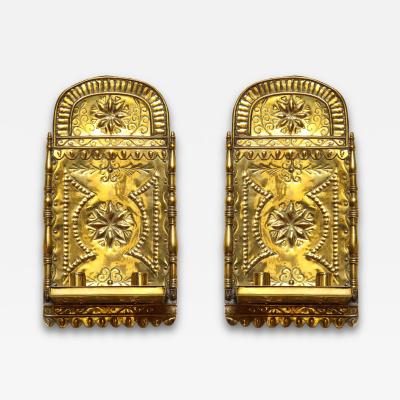 Pair Arched Brass Sconces