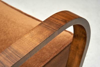 Pair Art Deco Armchairs with Rounded Armrests Europe First half of 20th Century