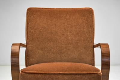 Pair Art Deco Armchairs with Rounded Armrests Europe First half of 20th Century