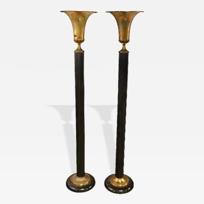 Pair Art Deco Fluted Floor Lamps