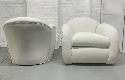 Pair Art Deco Lounge Chairs with Matching Ottoman